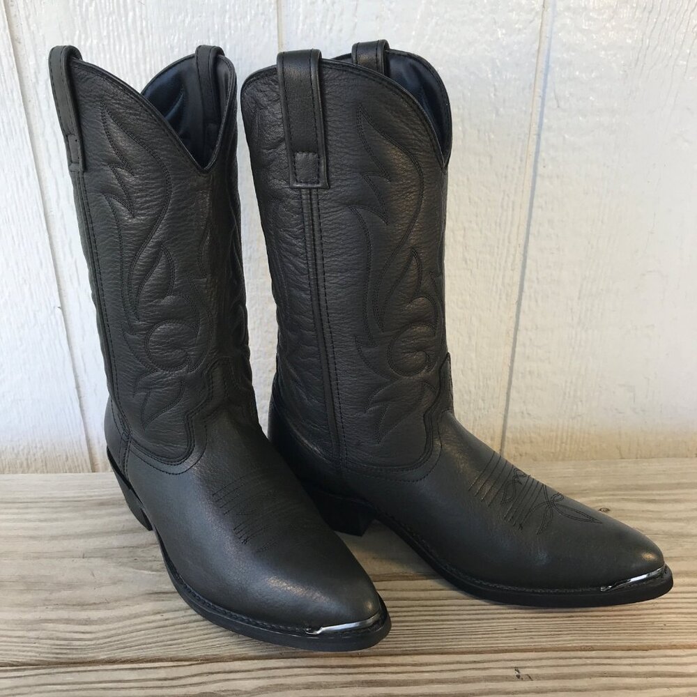 Masterson Dress Mens Black Leather Cowboy Western Boots 9 D RB885